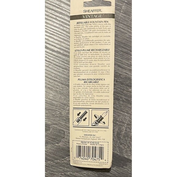 1990s Sheaffer 70475 Vintage Marbled Blue& Gold Fine Fountain Pen Refillable NOS - Picture 4 of 4